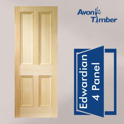 Vertical Grain Clear Pine Internal Door: Type Edwardian 4 Panel