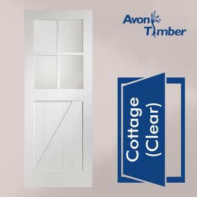 White Primed Internal Clear Glazed Door: Type Cottage
