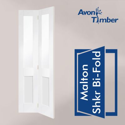 White Primed Internal Bi Fold Clear Glazed Door: Type Malton Shaker