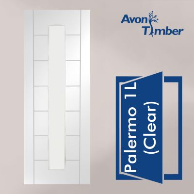 White Primed Internal Clear Glazed Door: Type Palermo 1L