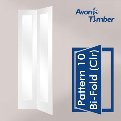 White Primed Internal Clear Glazed Bi Fold Door: Type Pattern 10