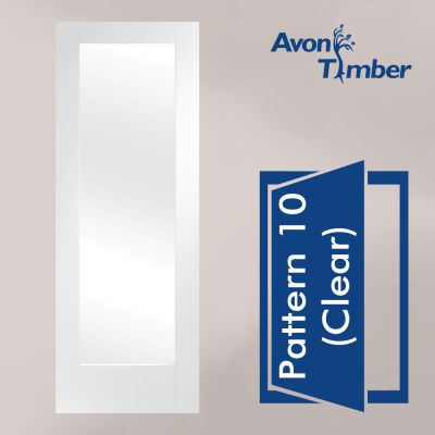White Primed Internal Clear Glazed Fire Door: Type Pattern 10