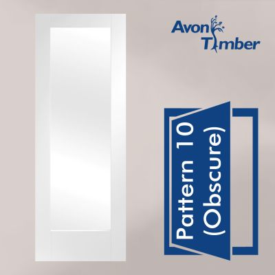 White Primed Internal Obscure Glazed Door: Type Pattern 10