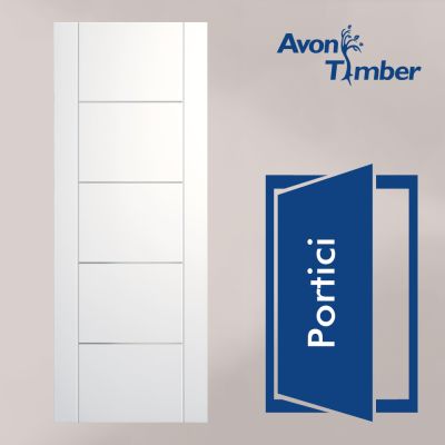 White Pre-Finished Internal Door: Type Portici with Aluminum Inlays