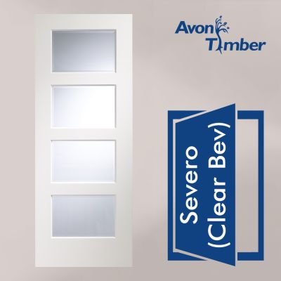 White Pre-Finished Internal Clear Bevel Glazed Door: Type Severo