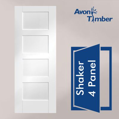 White Primed Internal Door: Type Shaker 4 Panel