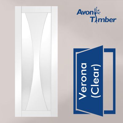 White Primed Internal Clear Glazed Door: Type Verona